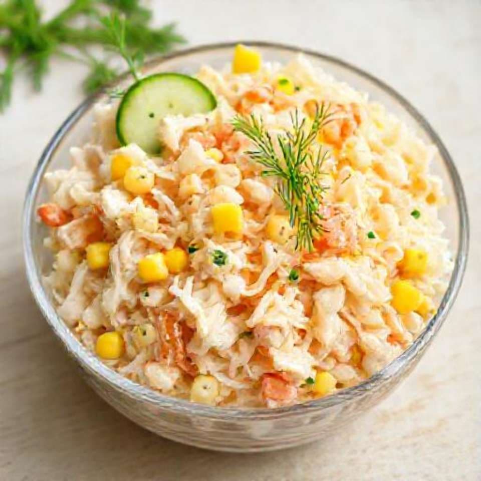 Классический крабовый салат из крабовых палочек