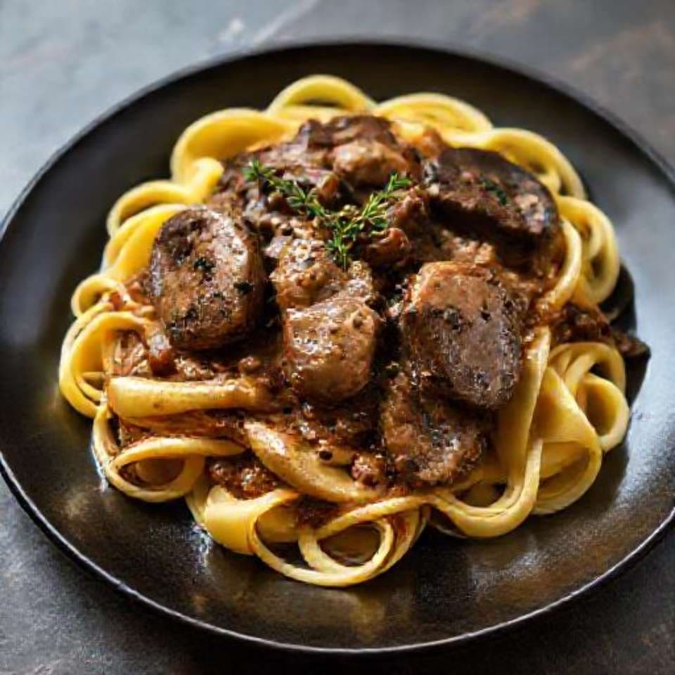 Beef Stroganoff with Portobello Mushrooms and Cognac