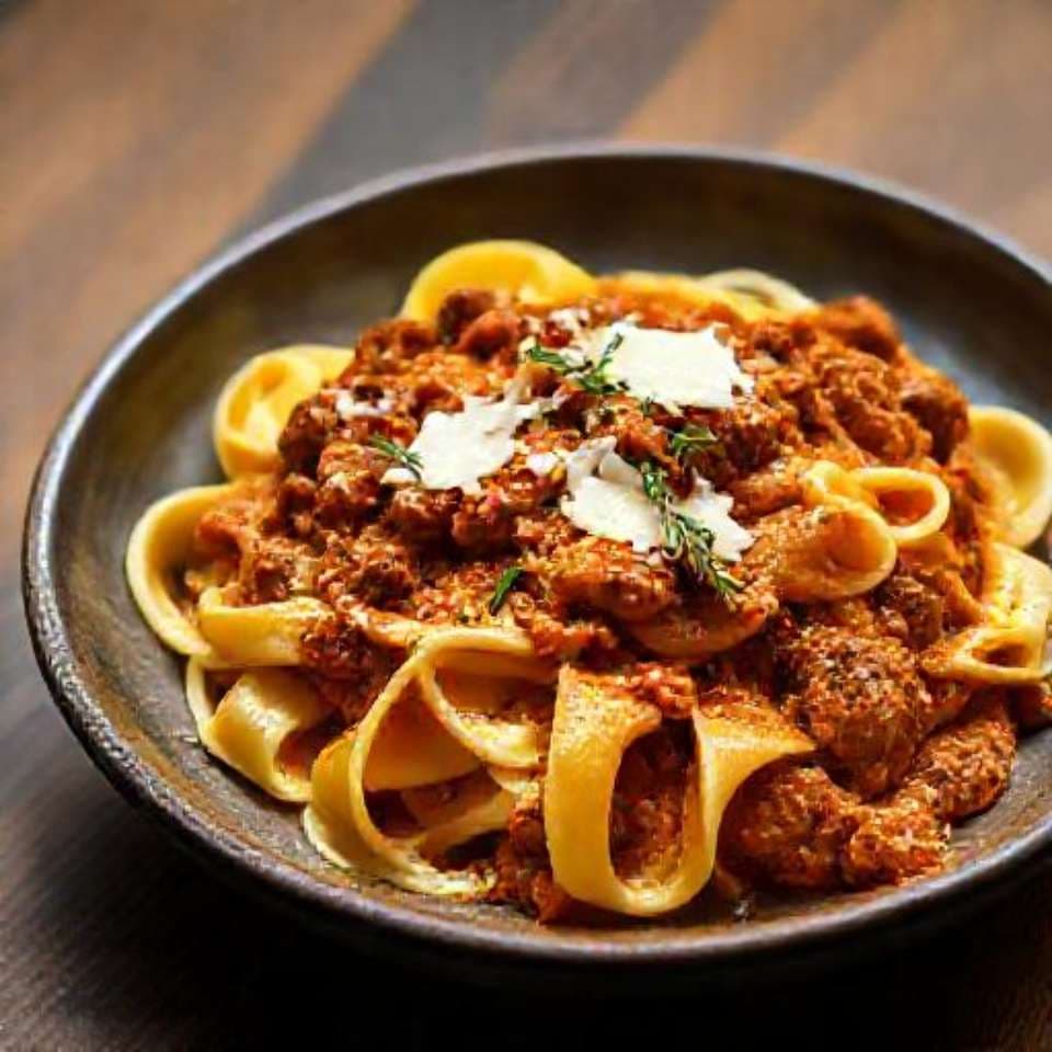 Bolognese with Pappardelle and Cream