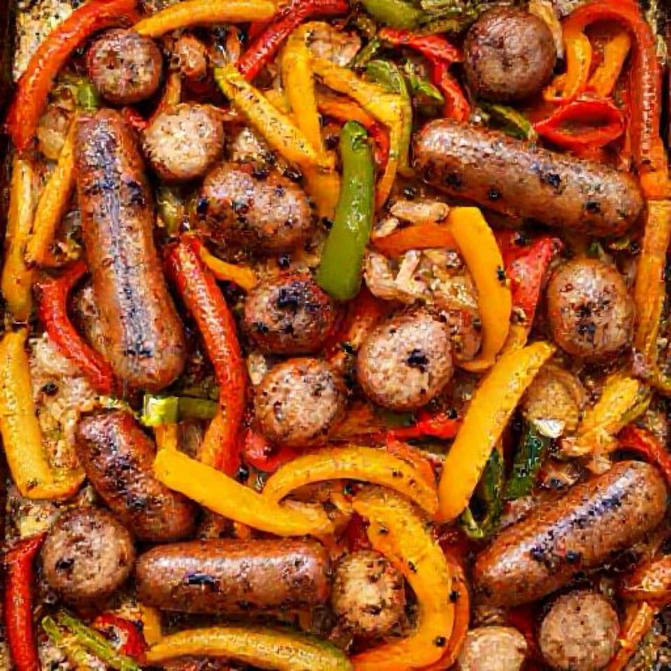 Sheet Pan Sausage and Peppers