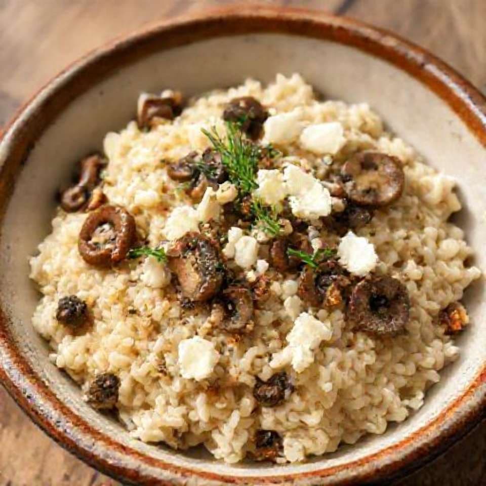Schnelles Pilzrisotto mit Feta