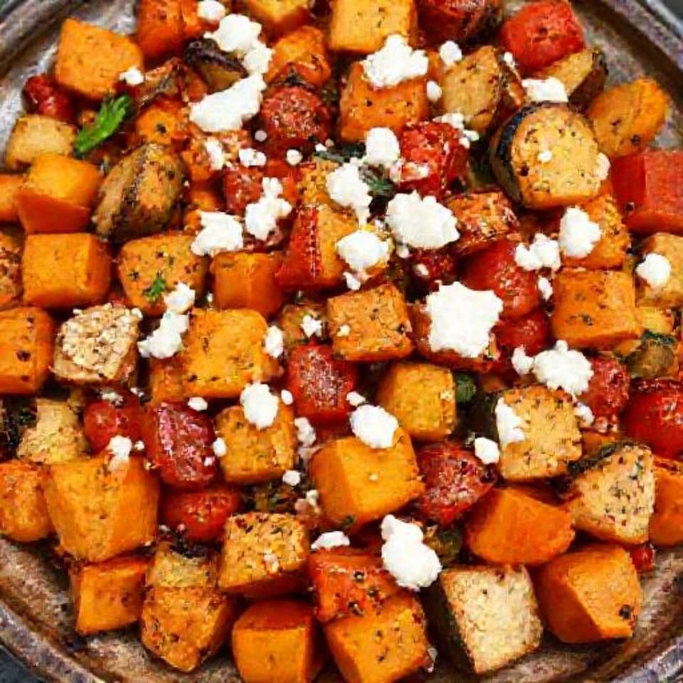 Ofengemüse mit Süßkartoffeln und Feta