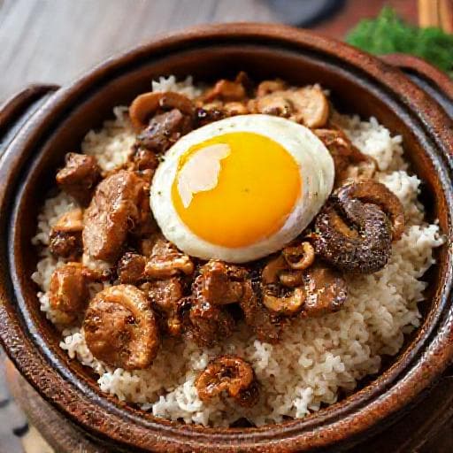 香菇滑雞窩蛋牛肉煲仔飯
