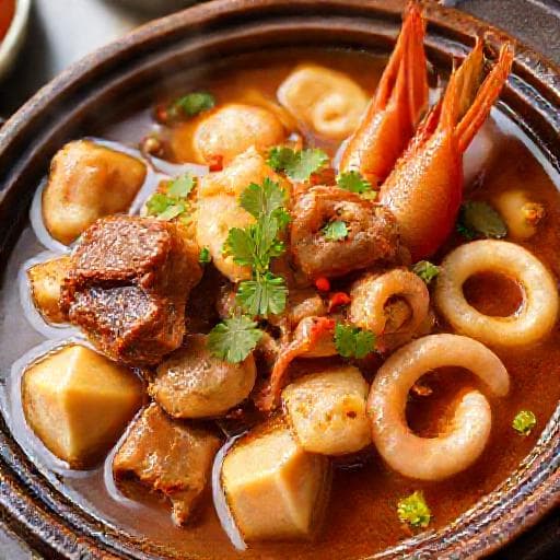升级版枝竹豆腐火腩煲 (加入海鲜)