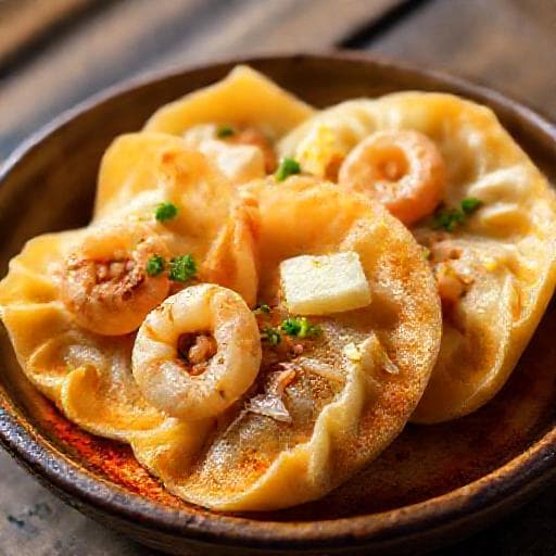 虾仁三鲜锅贴