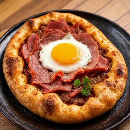 Pastırmalı ve Yumurtalı Kuşbaşılı Pide