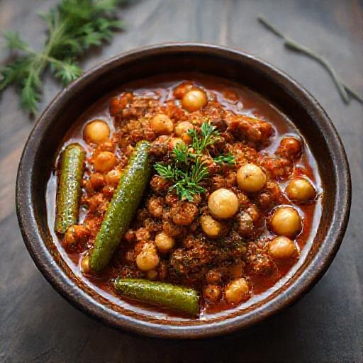 Etli Bamya (Kıymalı ve Nohutlu)
