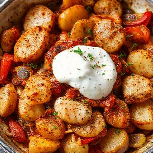 Baharatlı ve Yoğurtlu Patates Oturtma