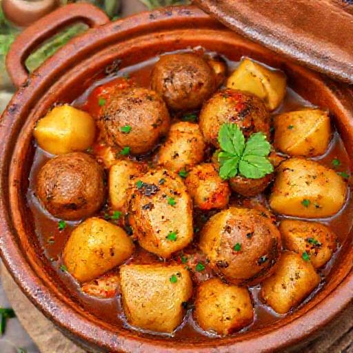 Baharatlı Güveçte Köfte Patates