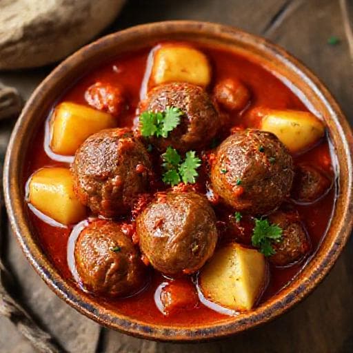 קציצות בשר ברוטב עגבניות עם תפוחי אדמה