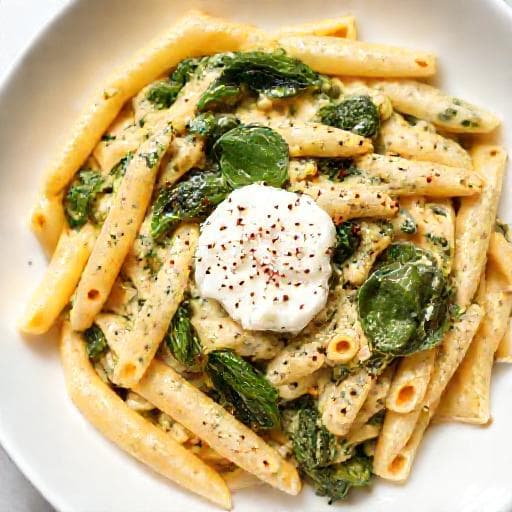 Schnelle One-Pot-Pasta mit Spinat und Ricotta