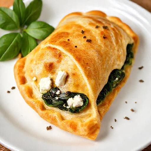 Schnelle Calzone mit Spinat und Feta