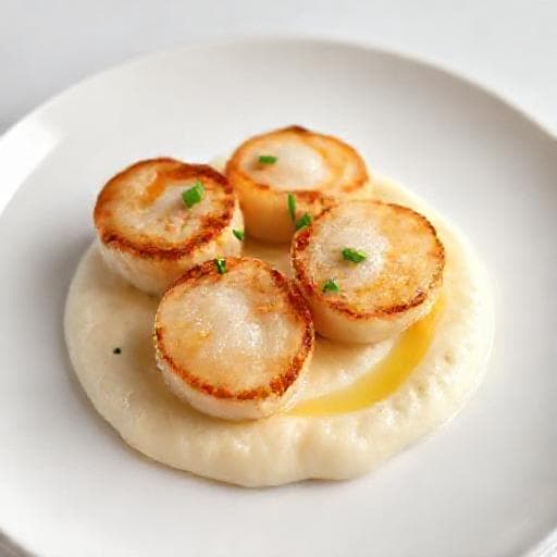 Klassiske Kamskjell med Blomkålpuré