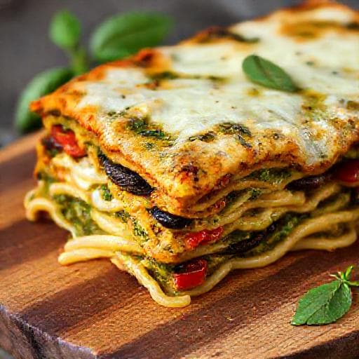 Middelhavs-Vegetarlasagne med Pesto