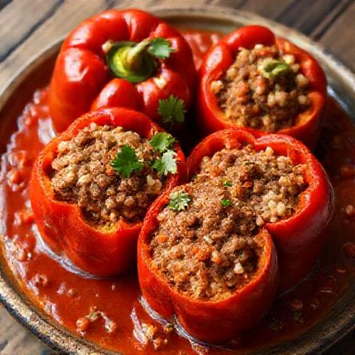 Klassiske Fylte Paprika med Kjøttdeig
