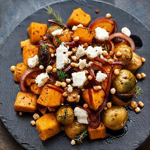 Ovnsbakte Grønnsaker med Feta og Ristede Nøtter