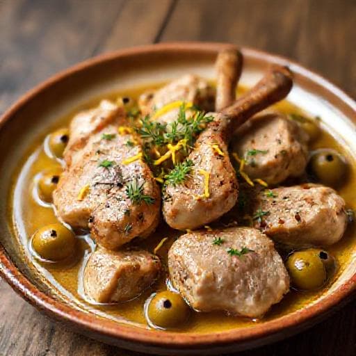 Coniglio alla Ligure con Erbe Aromatiche e Limone