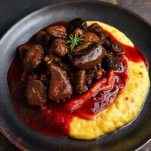Polenta e Brasato al Vino Rosso e Funghi