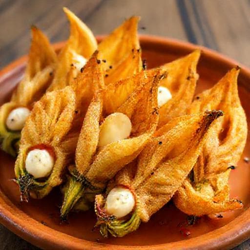 Fiori di Zucca Fritti alla Romana con Prosciutto e Mozzarella