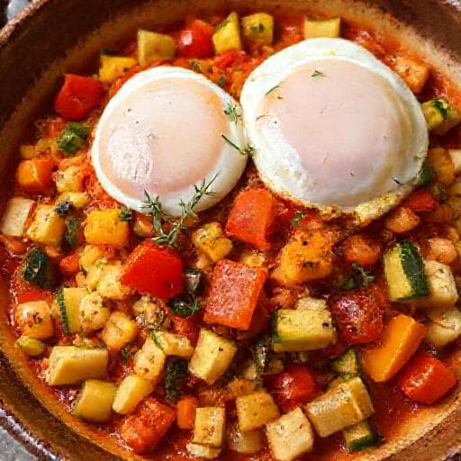 Uova alla Jova con Verdure Mediterranee
