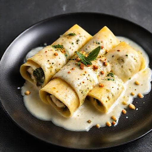 Cannelloni Ricotta e Spinaci con Crema di Parmigiano