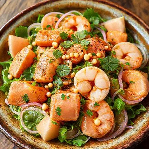 Gỏi Bưởi Tôm & Cá Hồi (Pomelo Salad with Shrimp and Salmon)