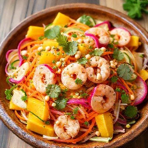 Gỏi Xoài Thanh Long Tôm (Mango Dragon Fruit Salad with Shrimp)
