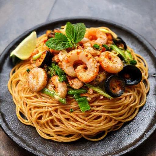 Phở Chiên Phồng with Seafood and Lemongrass