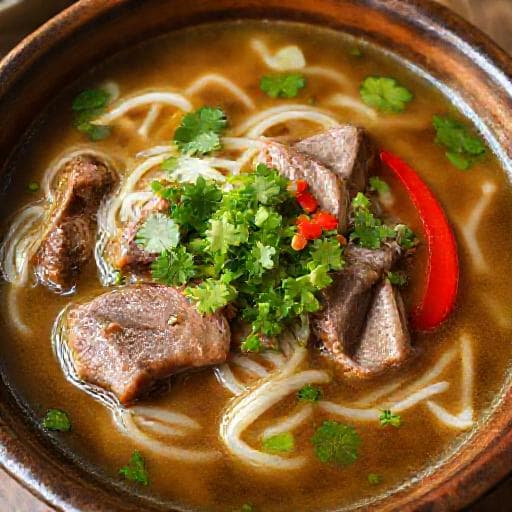 Bún dọc mùng with Beef and Fermented Shrimp Paste