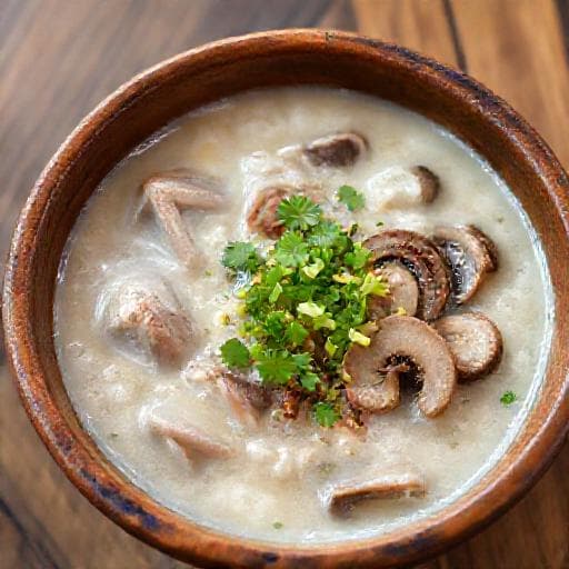 Cháo Sườn Nấm (Pork Rib Congee with Mushrooms)