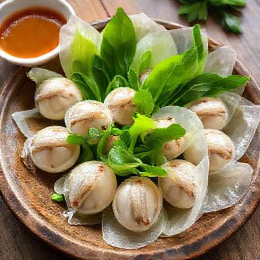 Mực Trứng Hấp Cuốn Rau Muống Bánh Tráng (Steamed Squid Eggs with Water Spinach Rolls)