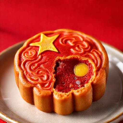 Traditional Bánh Trung Thu Hình Quốc Kỳ (Flag Mooncake)