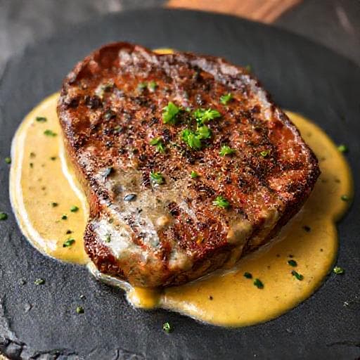 Steak au Poivre à la Moutarde et aux Herbes