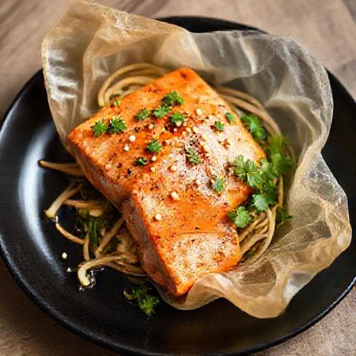 Saumon en Papillote Asiatique au Gingembre et Soja