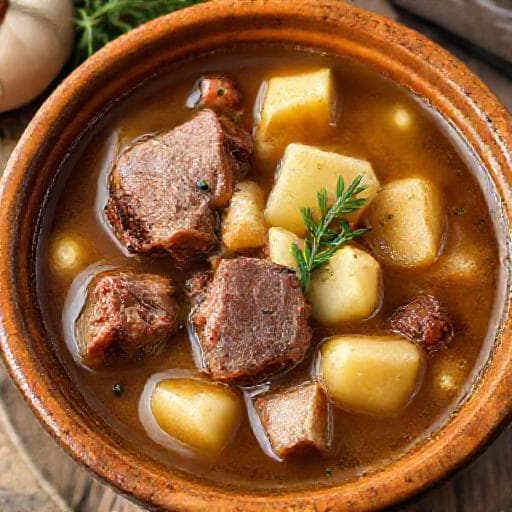 Česnečka s uzeným masem a bramborami