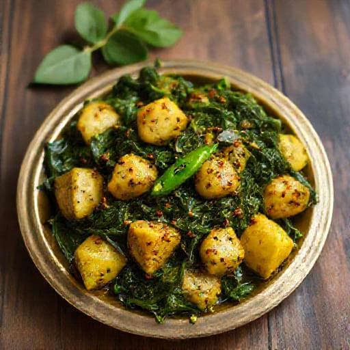 Saag Aloo with Mustard Oil and Panch Phoron