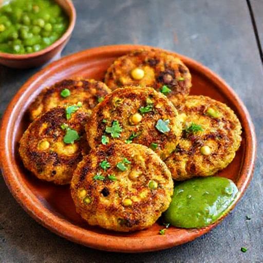 Spicy Corn and Pea Aloo Tikki