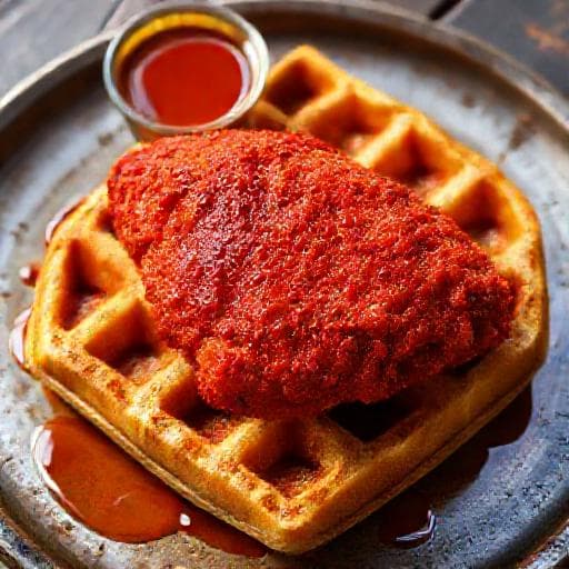 Spicy Nashville Hot Chicken and Waffles