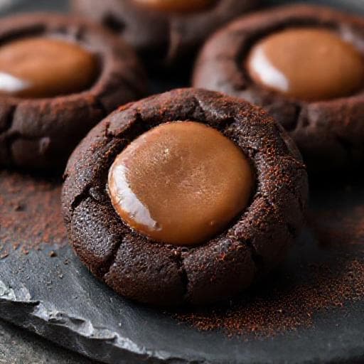 Chocolate Hazelnut Thumbprint Cookies