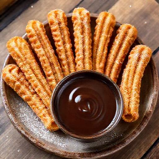 Classic Spanish Churros with Chocolate Sauce