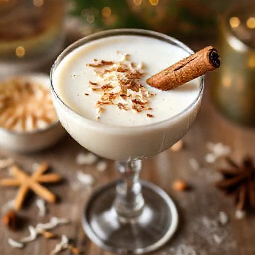Spiced Rum Coquito with Toasted Coconut