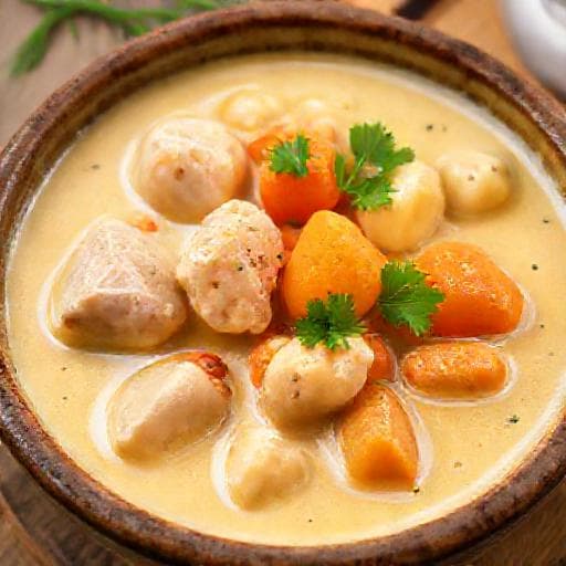 伝統的な鶏肉のクリームシチュー