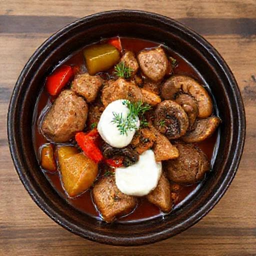 Papricaș de Porc cu Ardei Grași și Ciuperci