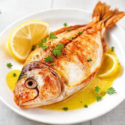 Τσιπούρα Ψητή στο Τηγάνι με Λαδολέμονο