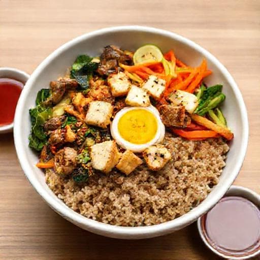 บิบิมบับข้าวกล้องกับเต้าหู้ (Vegetarian Bibimbap)