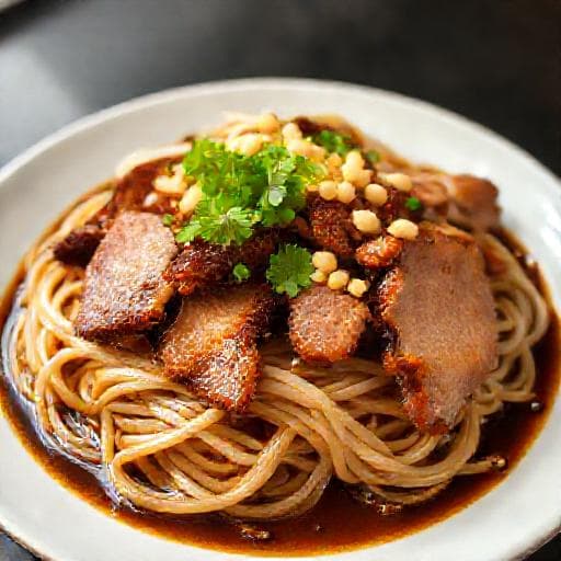 ก๋วยเตี๋ยวหมูน้ำตกแห้ง