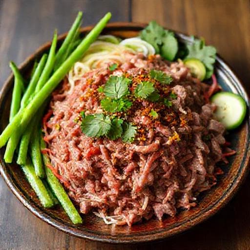 ลาบเนื้อวัวแบบอีสานแท้