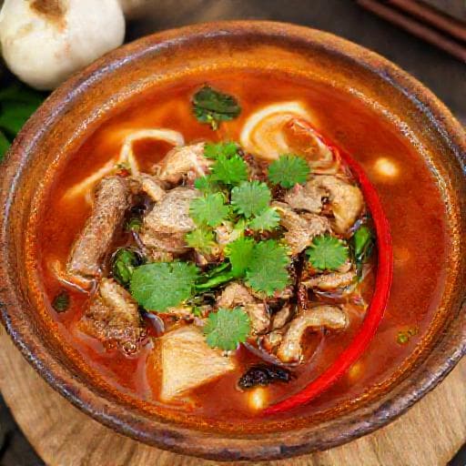 ต้มแซ่บเอ็นแก้วหมูใส่เห็ดนางฟ้า