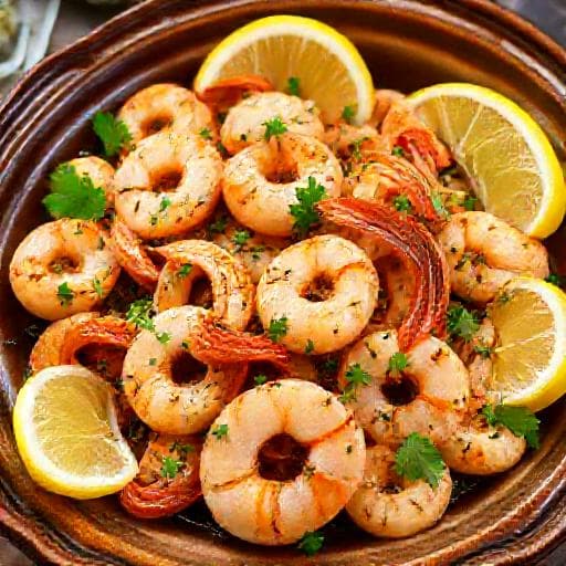 جمبري بالثوم والليمون مع الأعشاب