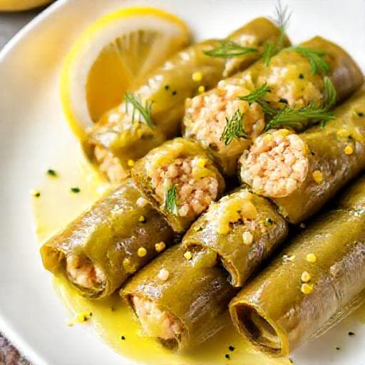 ورق عنب سريع بالدجاج والليمون